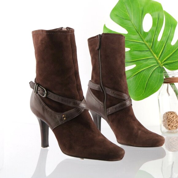 Cole Haan Shoes - Cole Haan Womens Boot Size 8 Brown Suede High Heel Elegant Bootie Ankle Strap